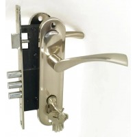 Замок врезной с ручками USK 70.012-45 BN никель (аналог Apecs 1523/60 )