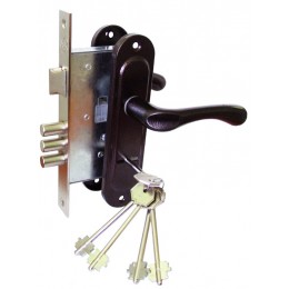 Замок врезной с ручками 55-105S (Brown) Замок врезной с ручками 55-105S (Brown)