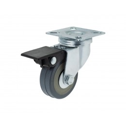 Ролик D-50 мм резиновый Серый с площадкой и тормозом Ролик D-50 мм резиновый Серый с площадкой и тормозом