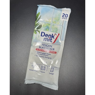 Влажные салфетки для стекла и зеркал Denkmit Feuchte Glastücher, 20 шт